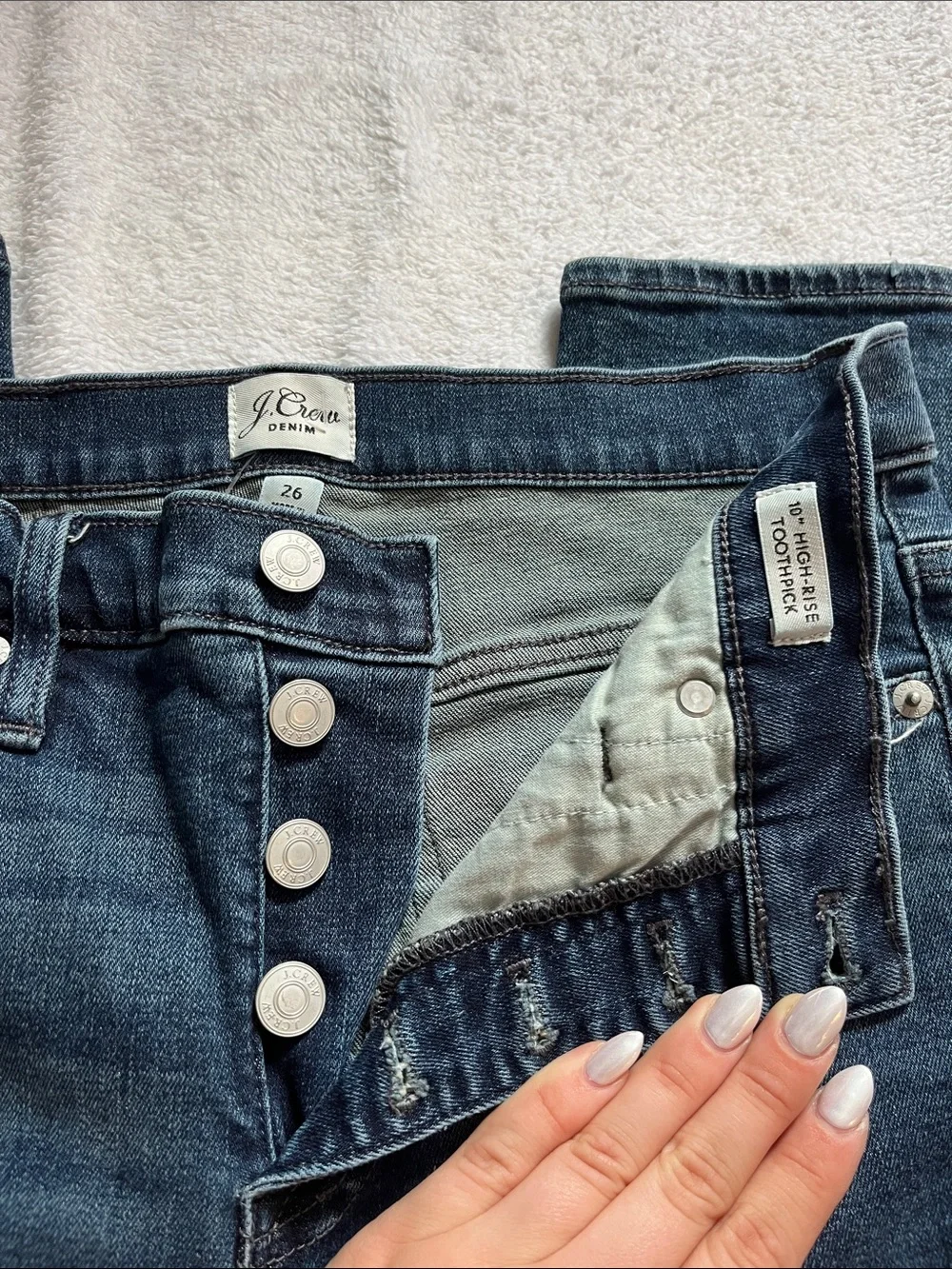 J. Crew Women's High-Rise Button-Fly Jeans — Dark Blue Wash
